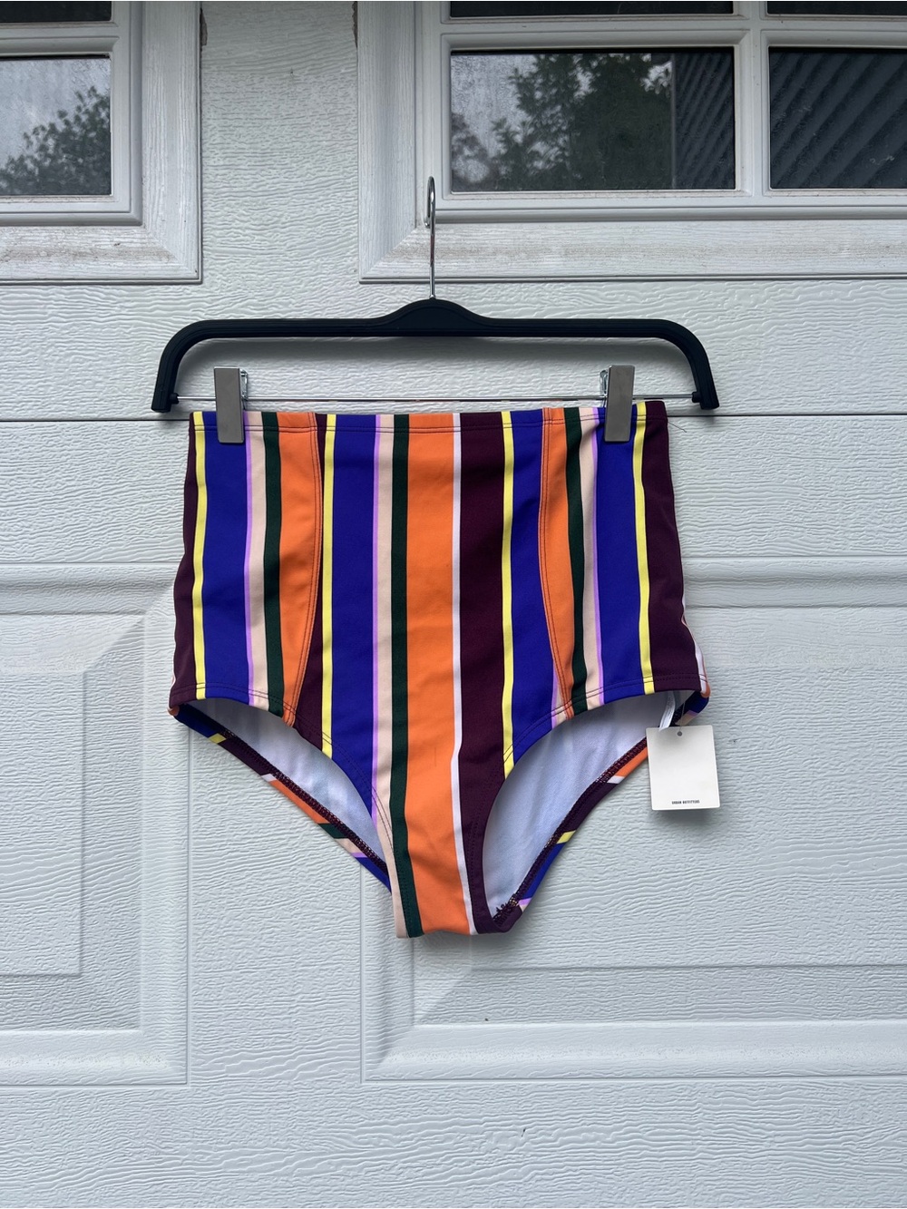 NWT High-Waist Striped Swim Bottoms in Multi-Color
